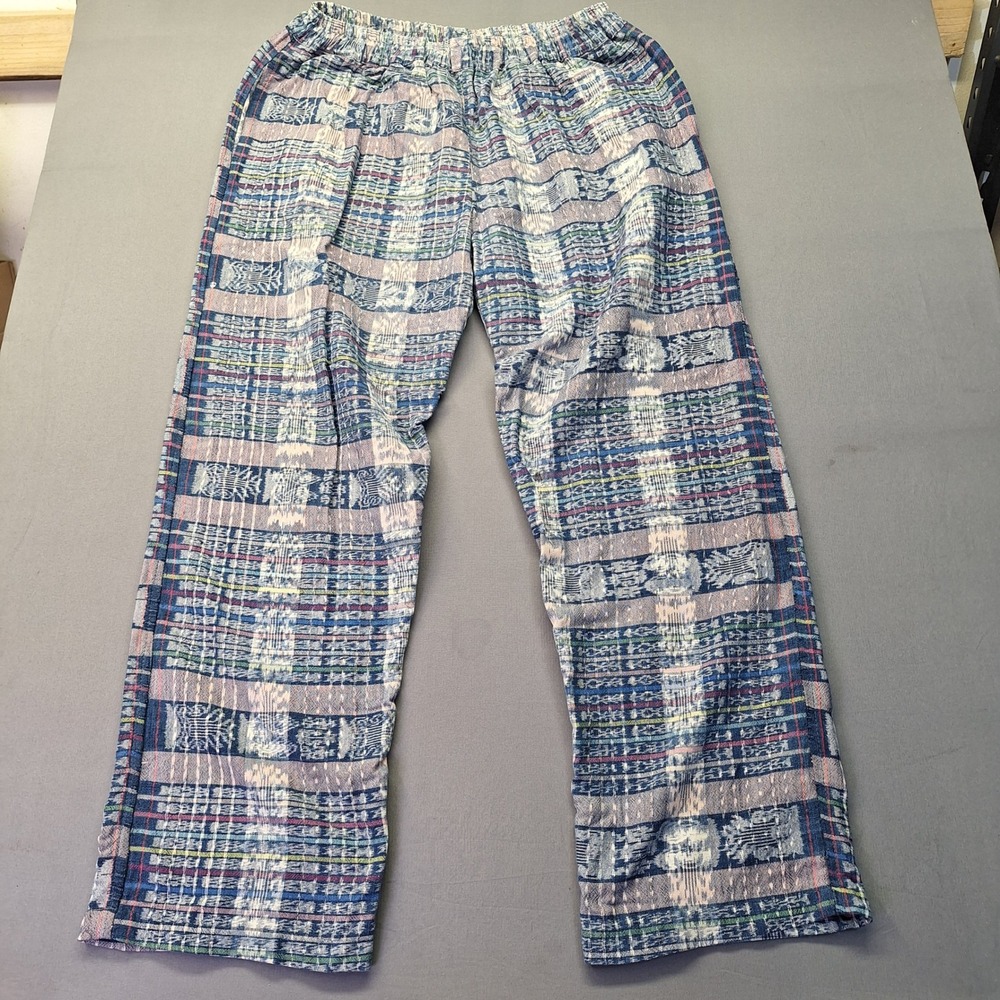 El Gringo Imports Handmade Guatemala Cotton Ikat Boho Pants Blue XL
